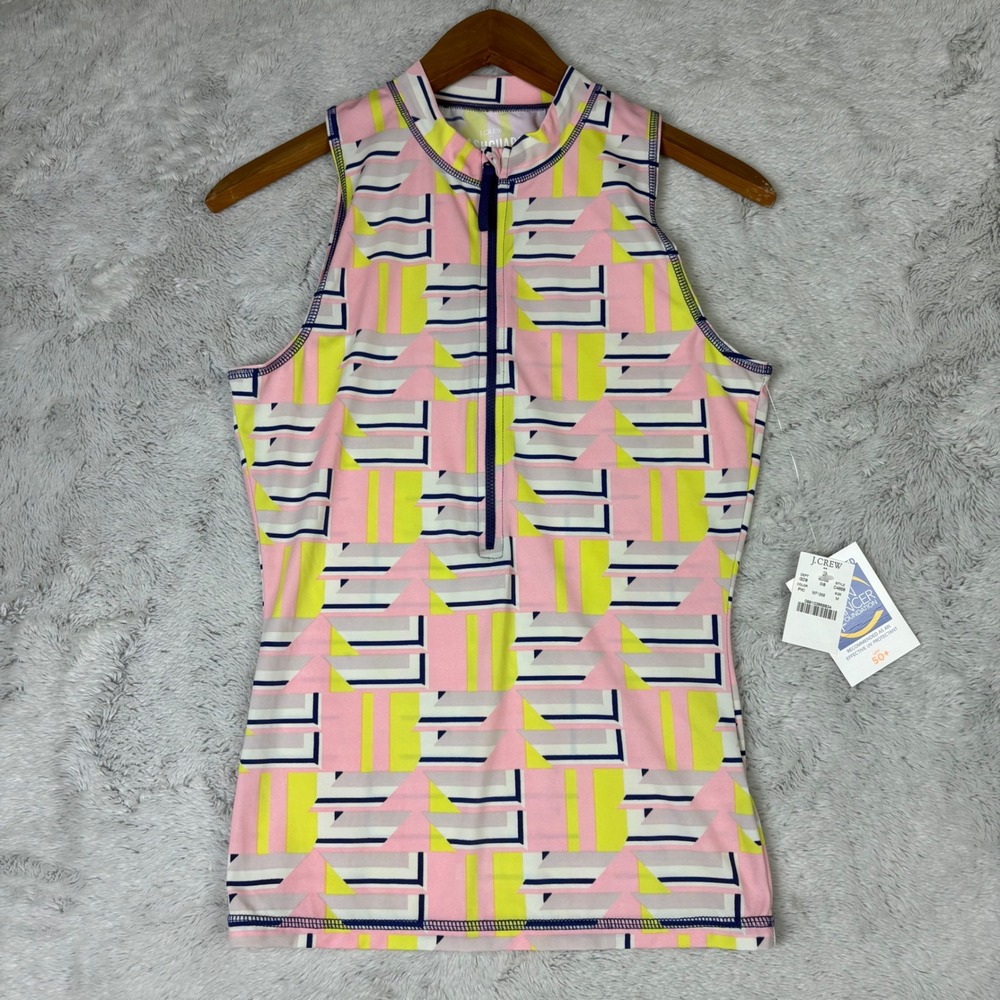 J.Crew Rashguard UPF 50+‎ Sun Protection Geometric Print Sleeveless Top Women M